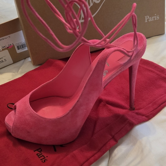 Christian Louboutin Pink Peep Toe Heels - Picture 6 of 11